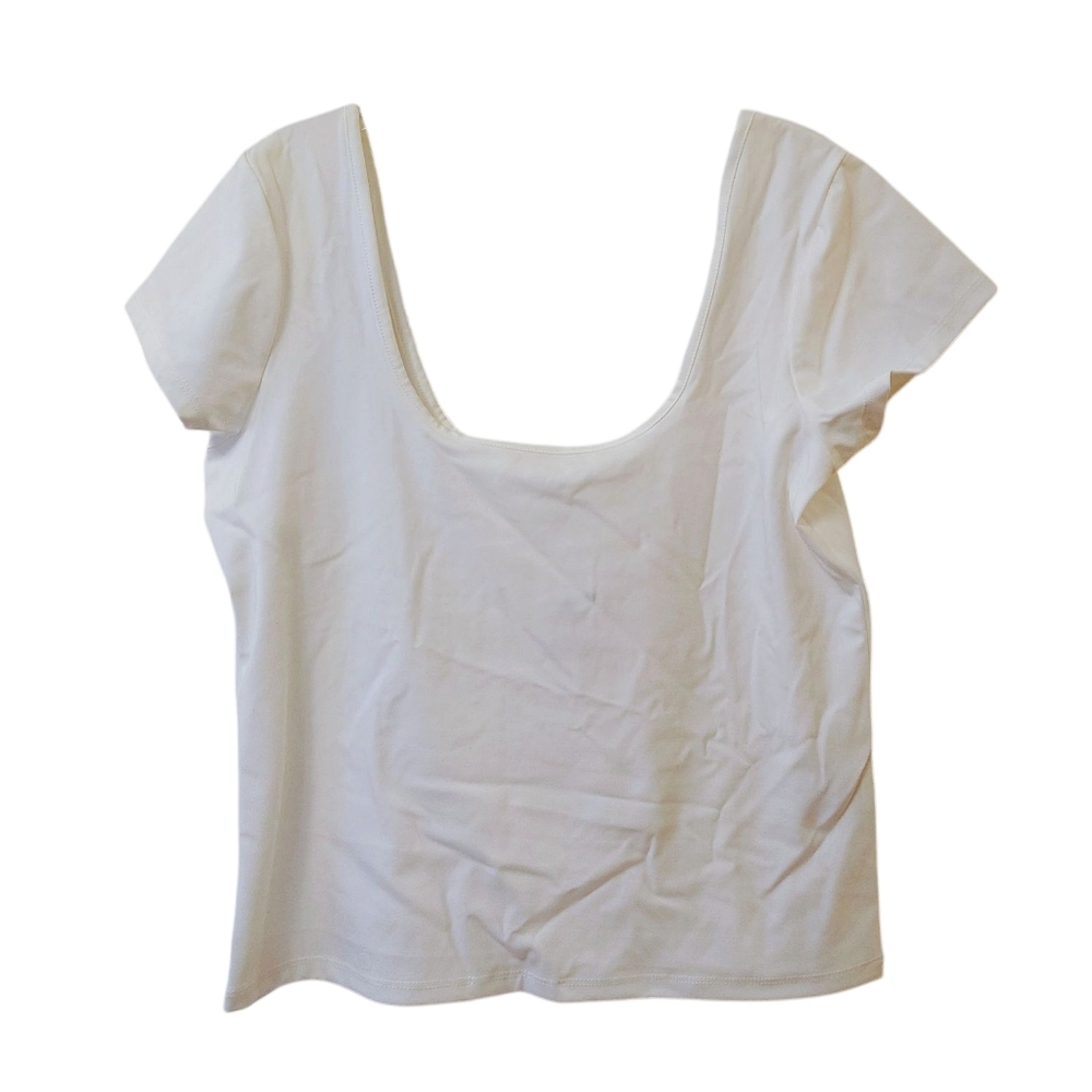 Cotton:On Thick White Double Scoop Neck Top - Picture 2 of 7